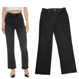 Denim Forum Size 30 The Arlo High Rise Straight Buttonfly Stretch Black   Jeans